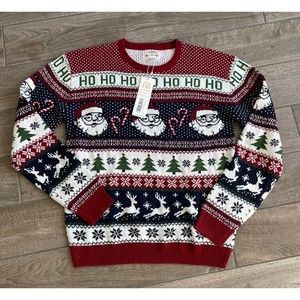 christmas sweater premium Adult size large santa Ho Ho Ho candy cane NEW NWT